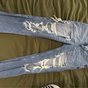 Distressed Blue Jeans